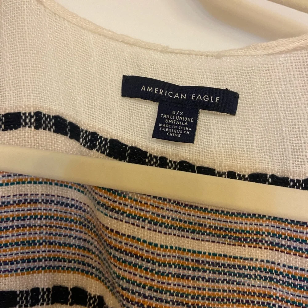 Striped Fringe Shawl Wrap Cardigan - Picture 6 of 7